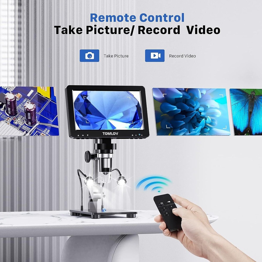 TOMLOV DM9 Pro 7" HDMI LCD Digital Microscope Camera 1200X Coin Microscope 16MP