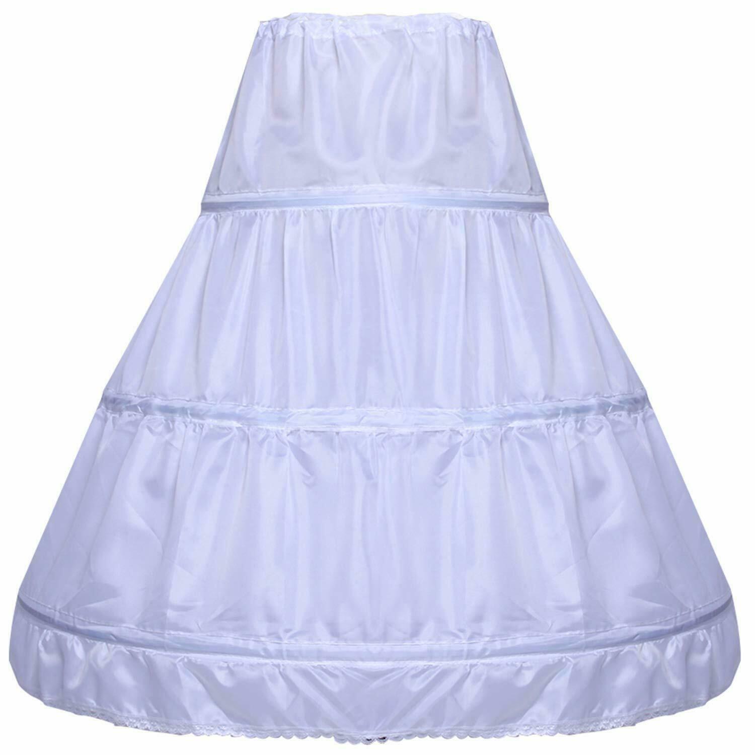 3 Hoop Crinoline Girls Wedding Petticoat Children Princess Dress Underskirt US