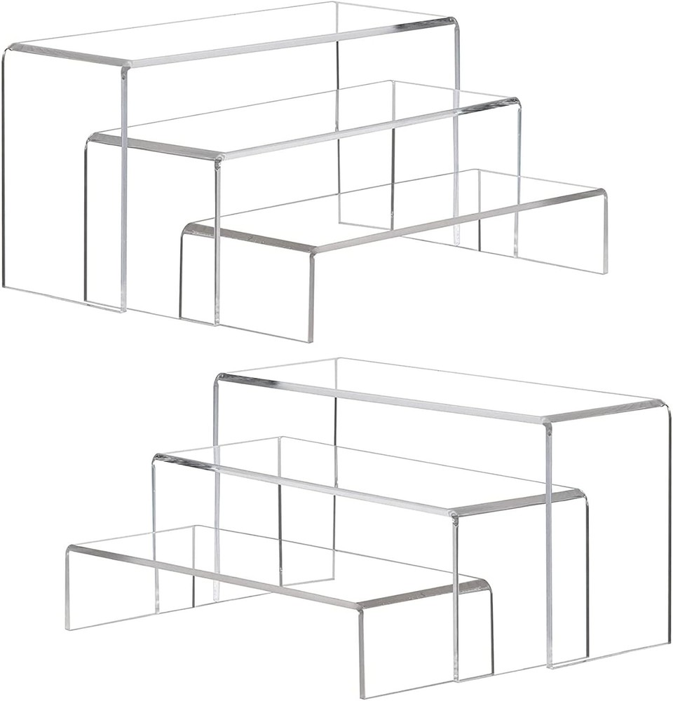 Large Acrylic Display Risers, 2 Sets11.2”L~11.6”L~12”L Clear Rectangular Show...