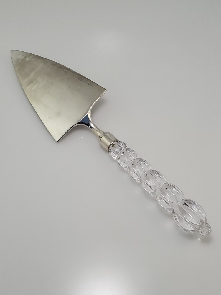 Mikasa Cake Pie Server Knife with Crystal Handle Silver Plated Rousseau Pattern