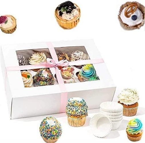 Handmade Gift Ready 25 Pack Cupcake Boxes with Removable Inserts for 12 Cupcakes