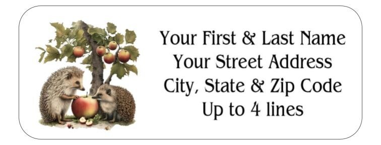 150 Hedgehogs Apple Tree Mailing Return Address Labels Personalized