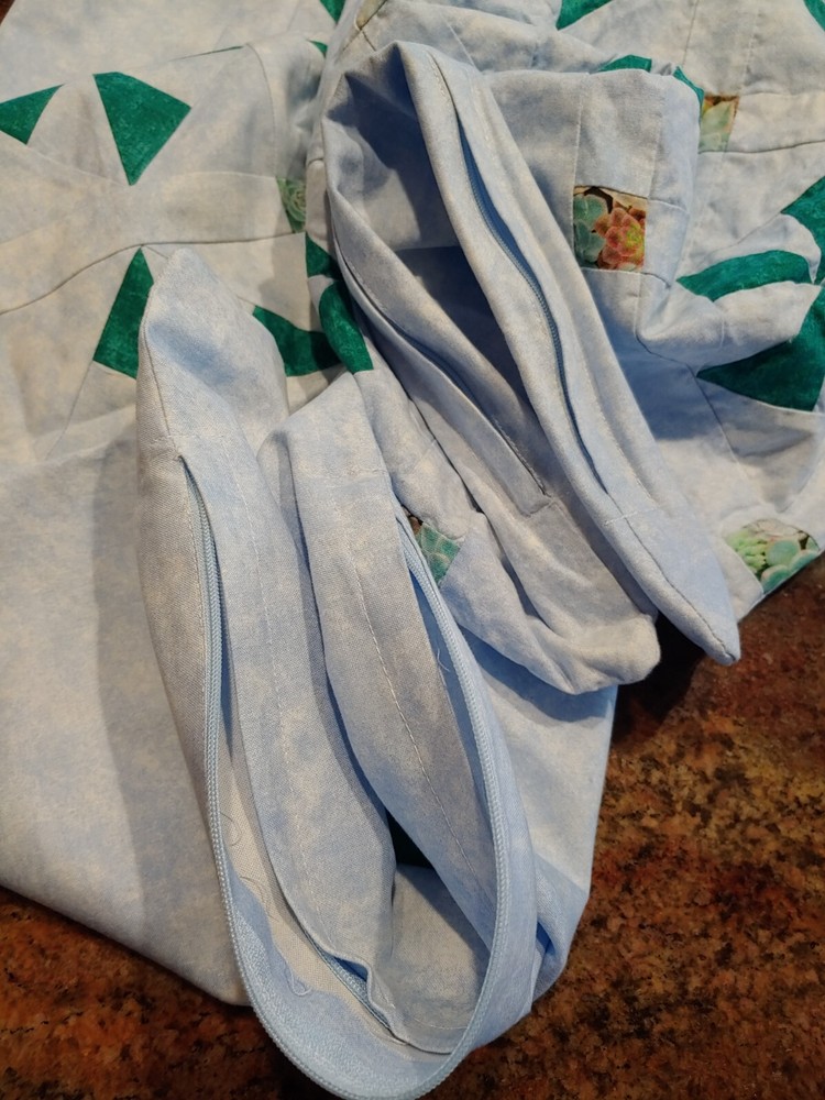 2 Machine Stitched STD Windmill Handmade Pillowcases Zip 25x18