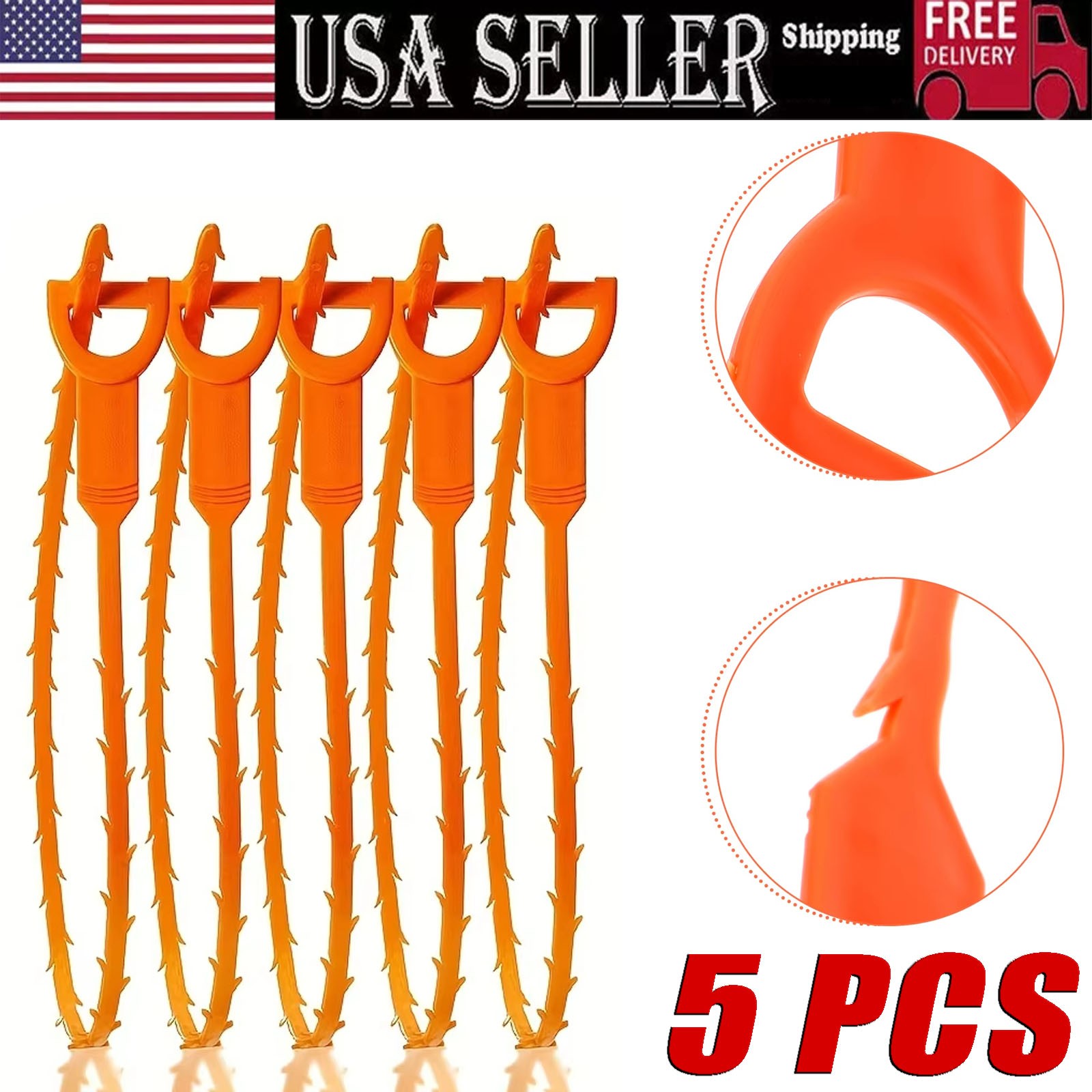 Drain Hair Cather 5 pcs 20 Inch Drain Snake Shower Drain Hair Trap Clog Remover