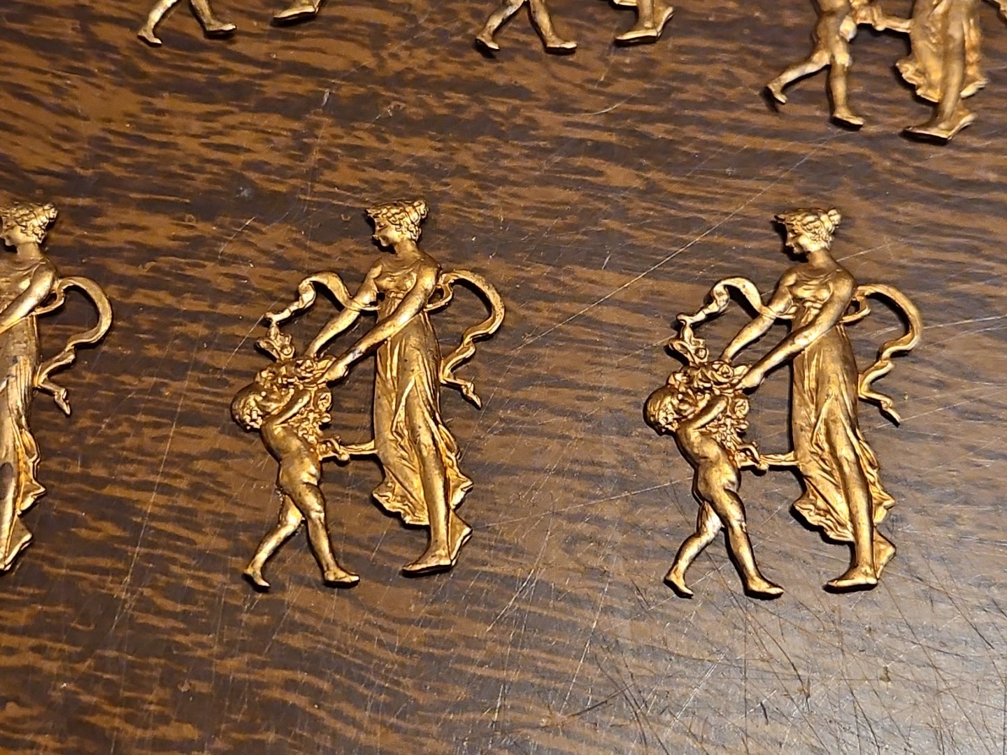 Lot Of 10 Angels Dancing France Vintage 60s Brass Stampings Findings Jewelry