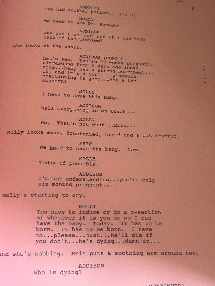 ORIGINAL SCRIPT PRIVATE PRACTICE A FAMILY THING KATE WALSH TIM DALY
