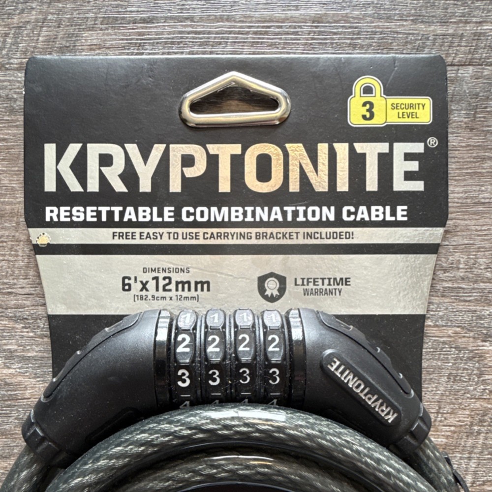 Kryptonite Resettable Combination Cable Bike Lock 6ft x 12mm High Security
