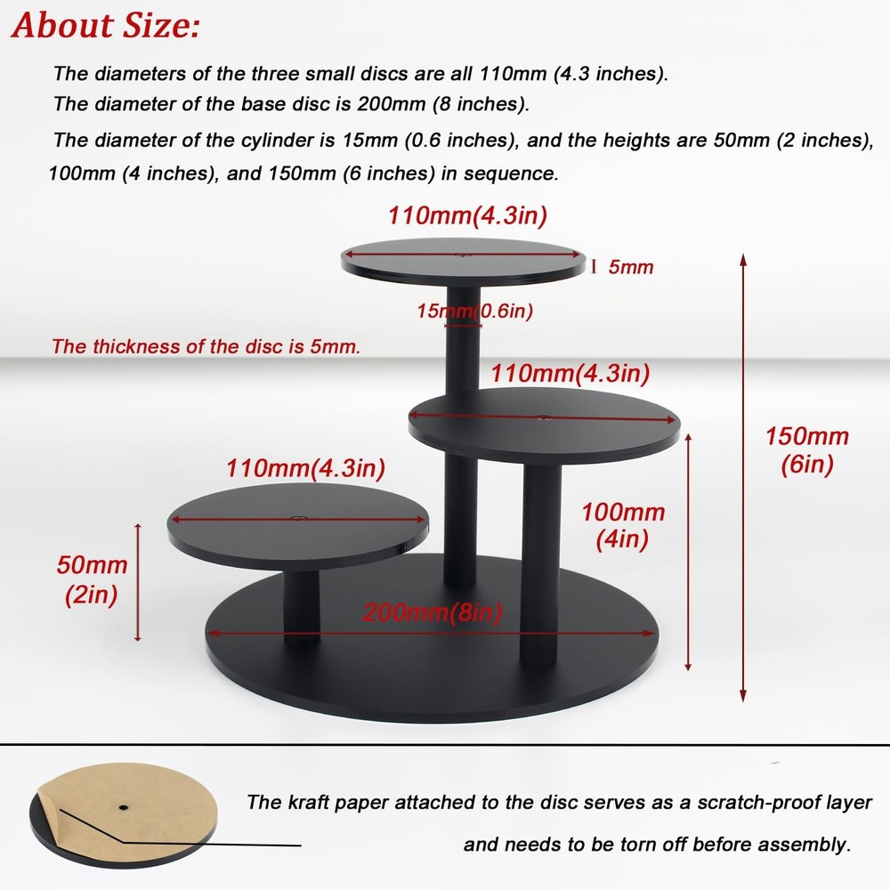 Frosted Acrylic Table Display Stand for Figure Small Display Risers Black for...