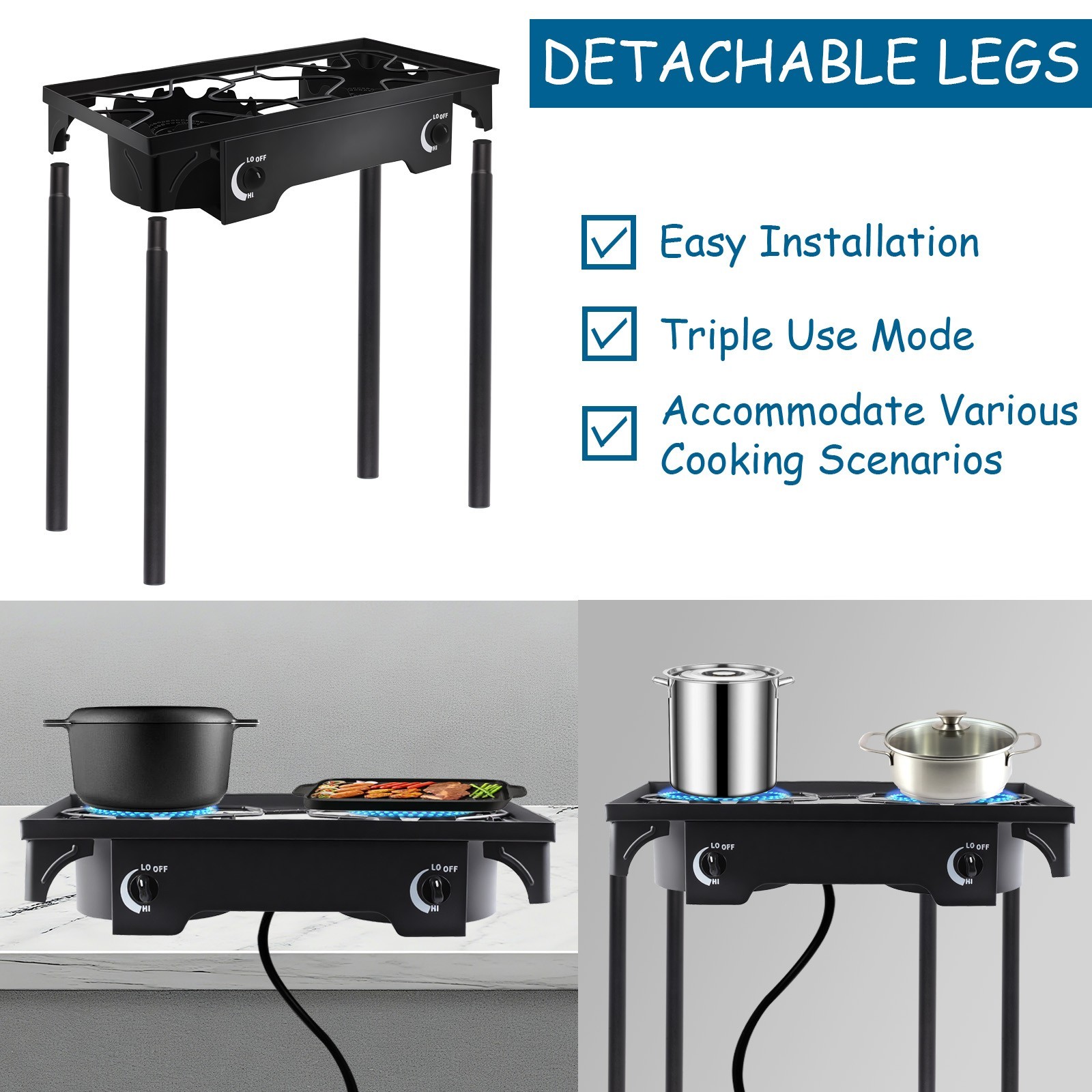 Hot 150000 BTU Propane Stove 2 Burner Gas Outdoor Portable Camping BBQ Grill US