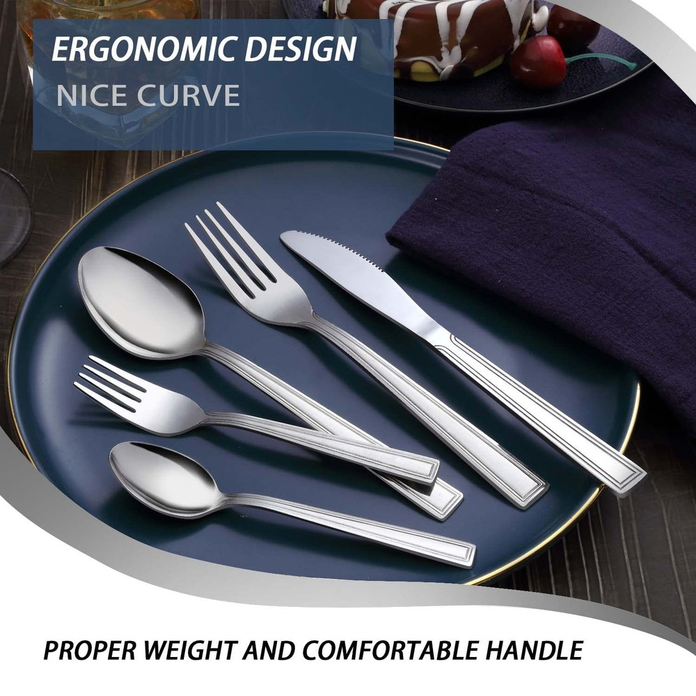 Silverware Set, 40-piece Silverware Set for 8, Stainless Steel Flatware Set, ...