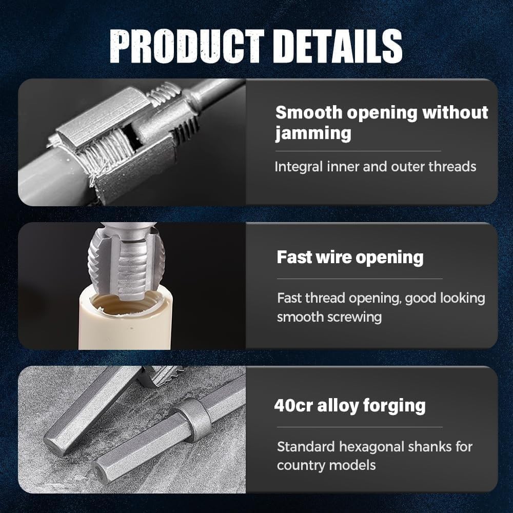 2Pcs 1/2''&3/4'' Water Pipe Integrated Internal & External Pipe Threading Tool~~