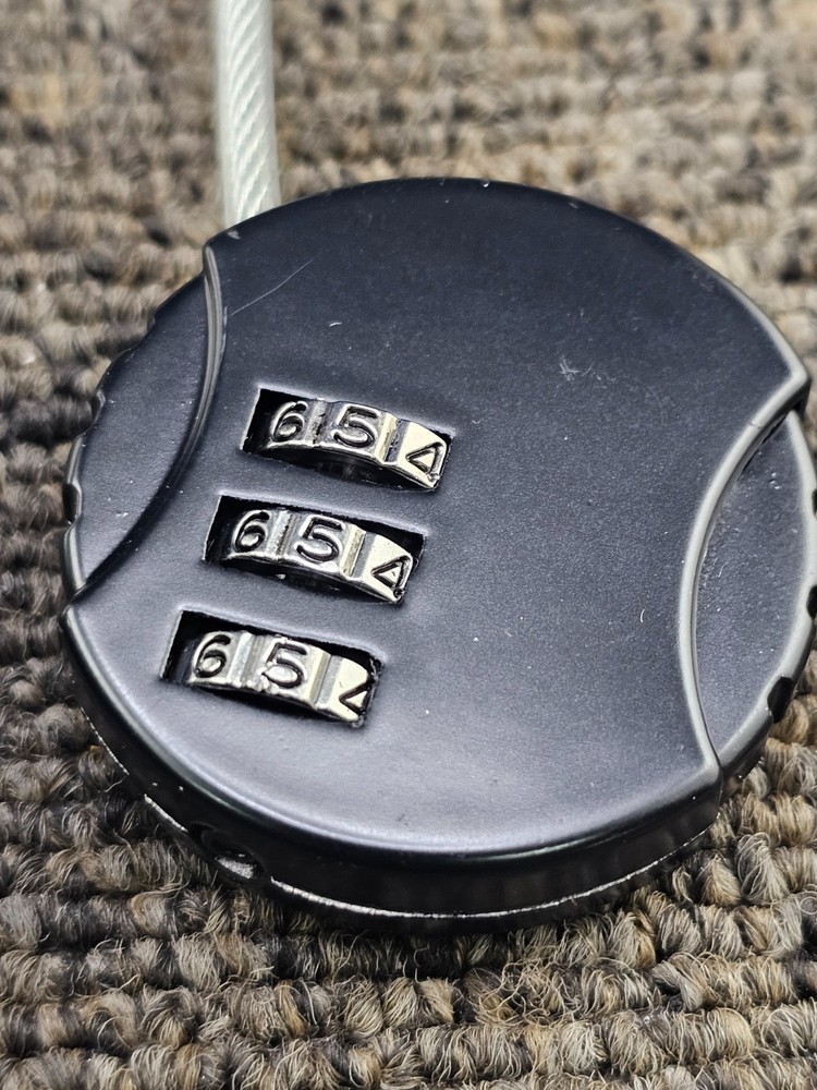 (QTY 4) 3-digit Combination Retractable Cable Security Locks Resettable - Black