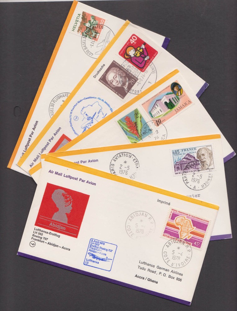 SELECTED LUFTHANSA AIRLINES FIRST FLIGHT COVER FROM DIFFERENT COUNTRIES - 10nos
