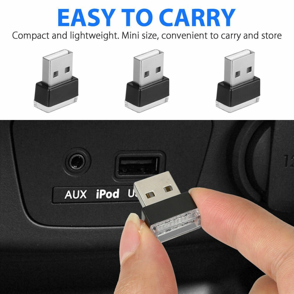 2PCS USB LED Car SUV Interior Light Neon Atmosphere Ambient Lamp Accessories