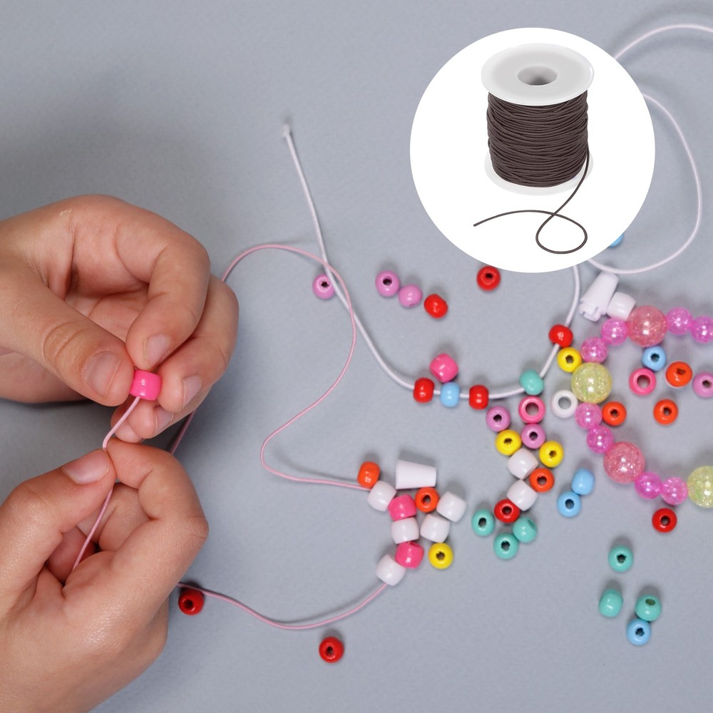 0.8mm 54 Yards Elastic String Cord Elastic Thread Beading String Cord, Brown