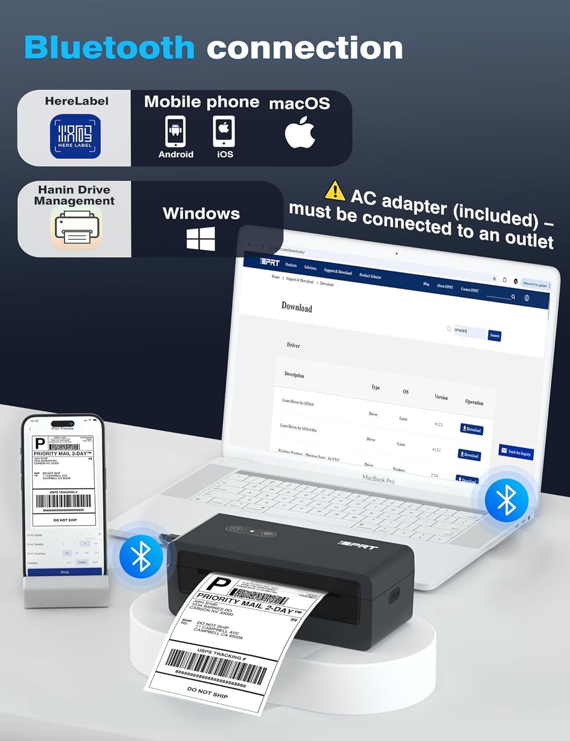 iDPRT Thermal shipping Label Printer Bluetooth 4x6 for USPS UPS Amazon eBay Etsy