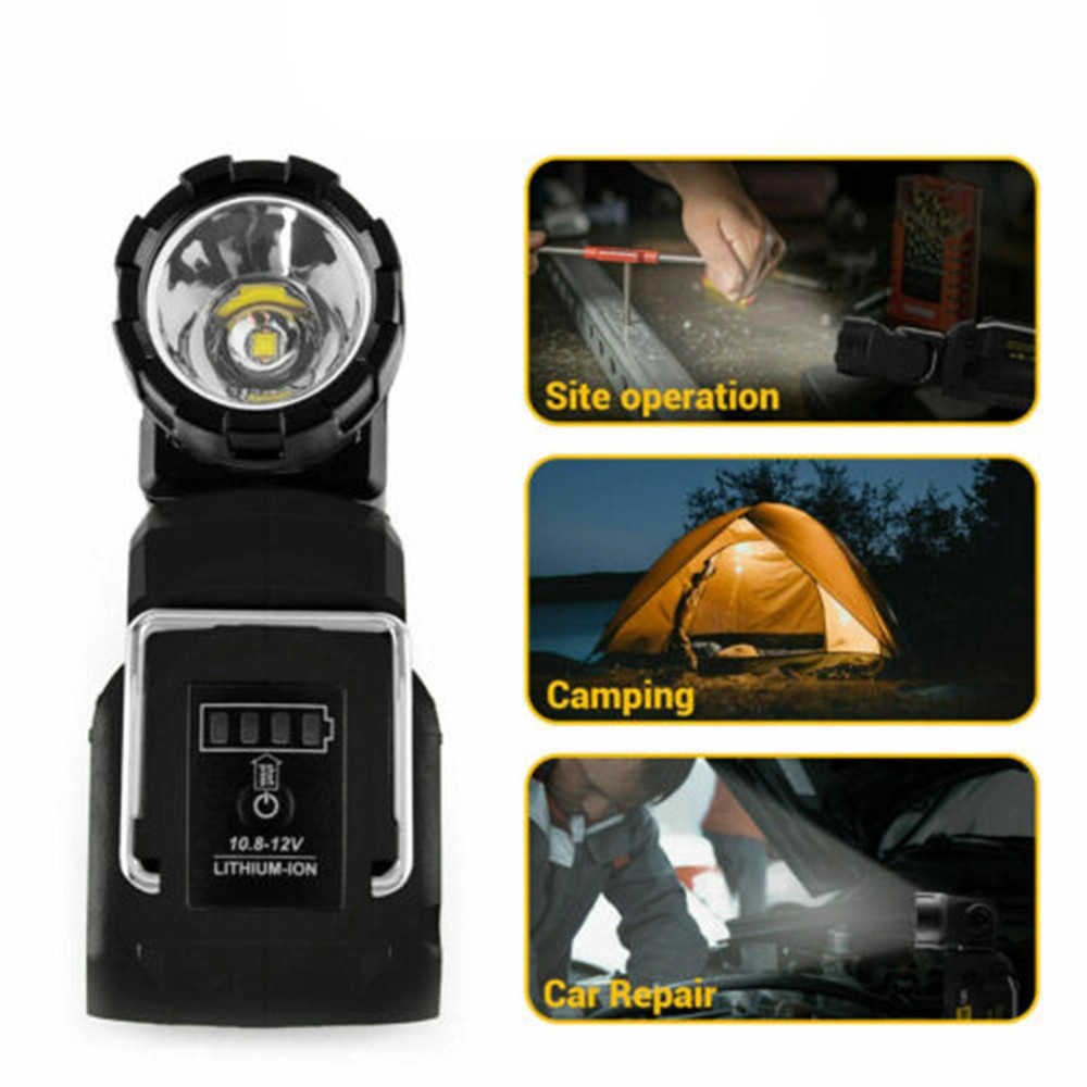 Handheld LED Work Light Flashlight Adapter For DeWalt 12V MAX Li-Ion Battery A