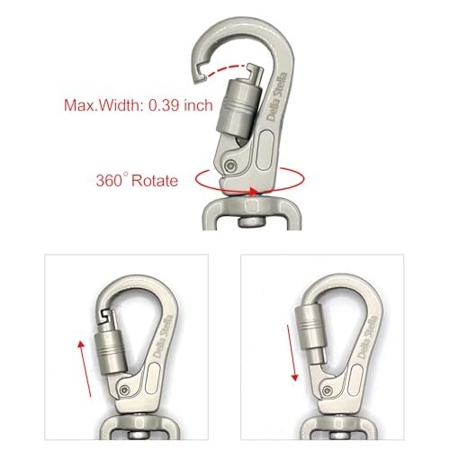 Adjustable Heavy Duty Double Ended Dog Harness Backup Clip - Lockable Safety Cli