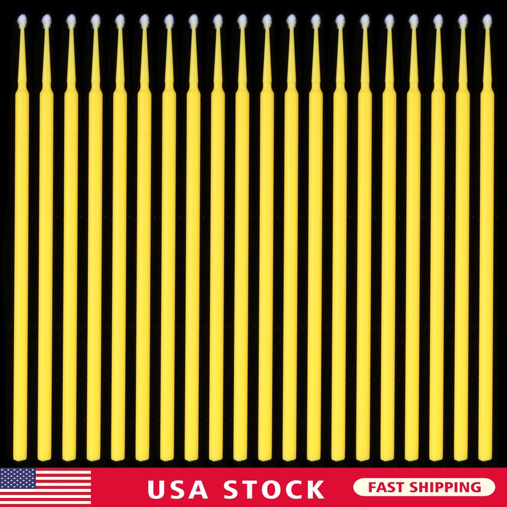 100 Micro Brushes Applicators Microbrush Dental Regular Yellow 2.0 mm