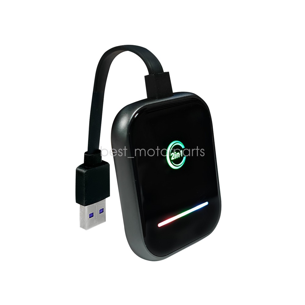 2 in 1 Wireless CarPlay & Android Auto Adapter Converts Wired to Wireless