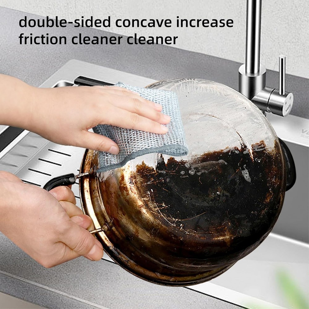 Multipurpose Wire Miracle Cleaning Cloths, Magnifying Small, Silver-8pcs