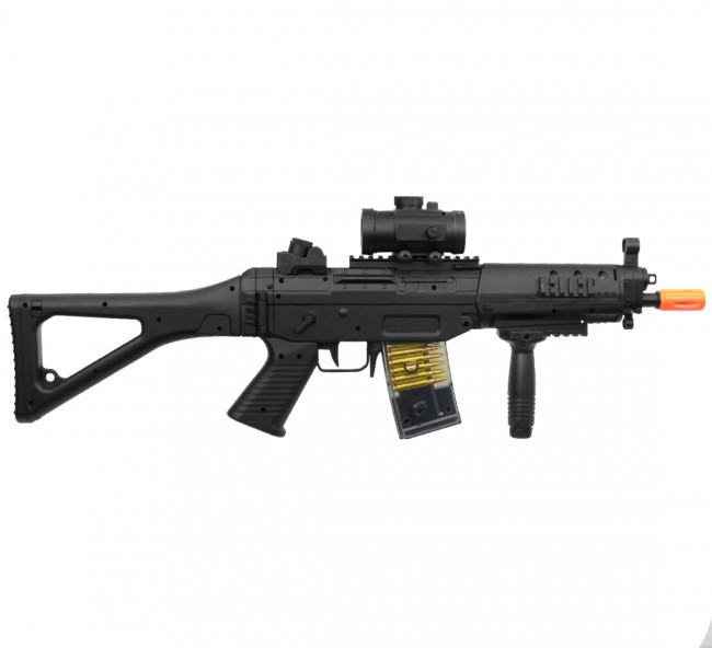 Double Eagle S552 AEG Electric Airsoft Gun w Flashlight Grip Red Dot Sight M82P