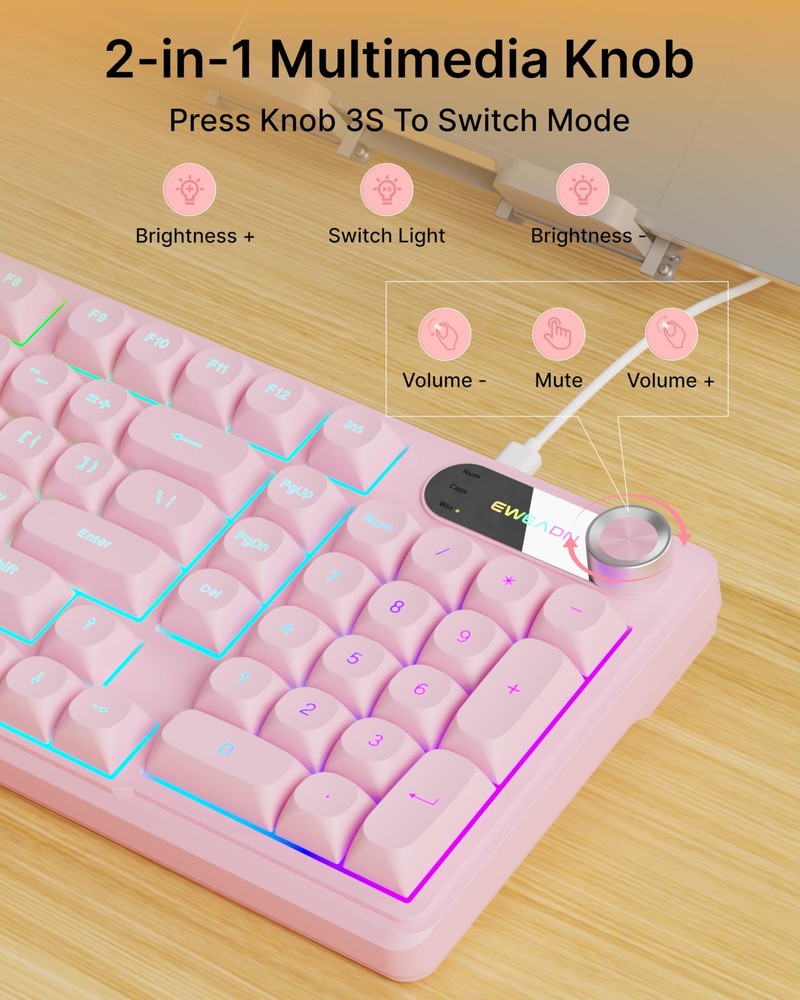 C98 Wired Keyboard and Mouse Combo, Wired Computer Keyboard with Wrist Rest, ...