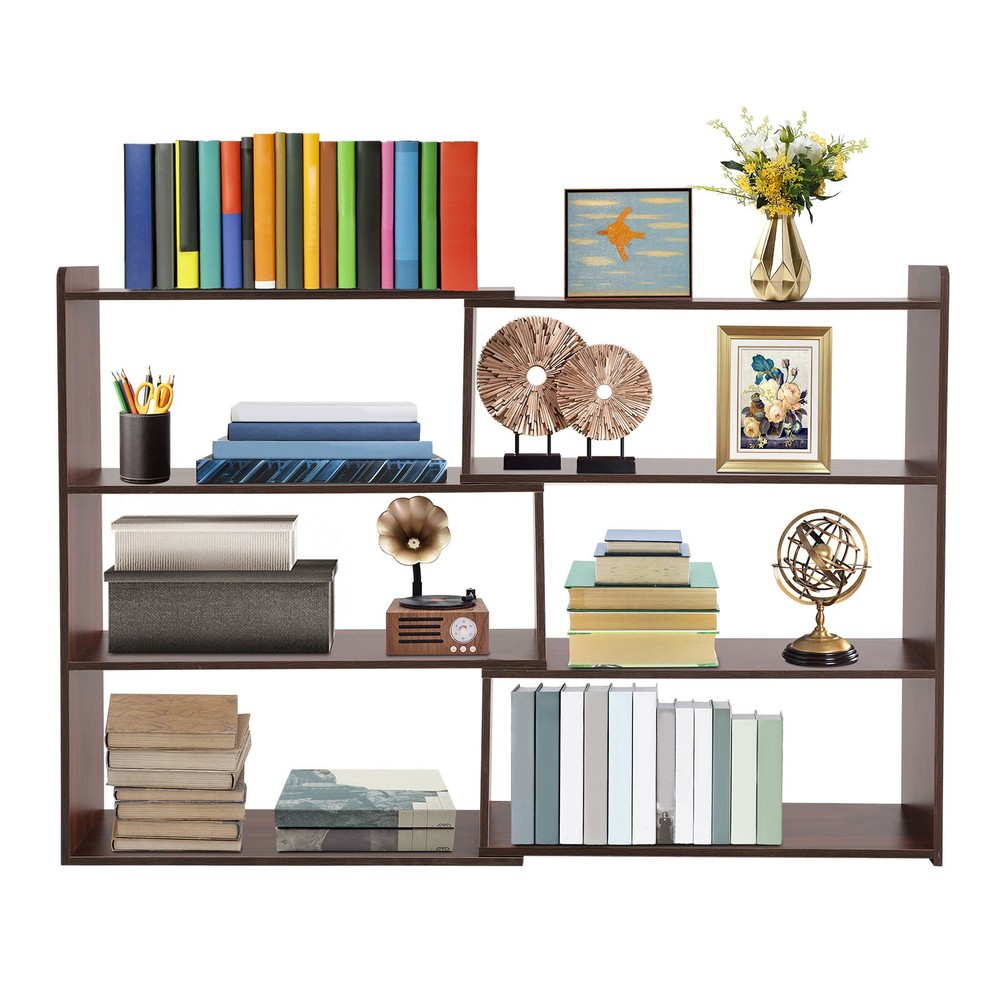 3-Tier Expandable Bookcase Open Storage Shelf Retractable Book Storage Rack