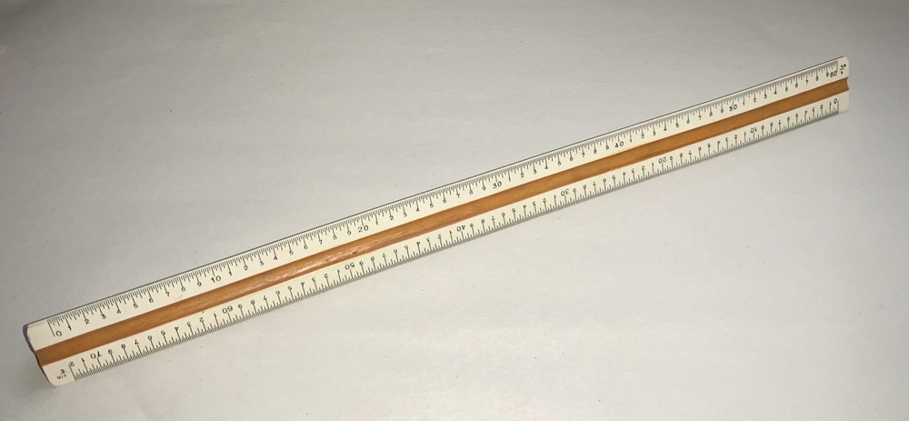 Sans & Streiffe Engineer Scale 12 Inch Triangular Color Coded Drafting Ruler GUC