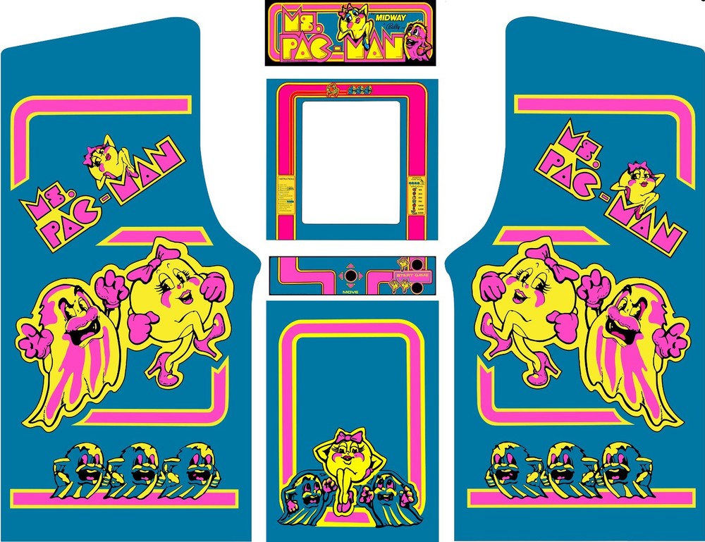 Ms Pac Man arcade replace side art full set graphics