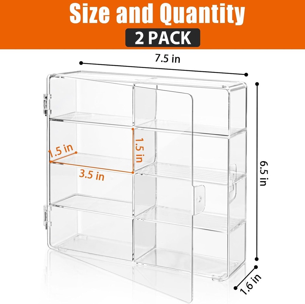 4Pack 1/64 Diecast 8 Car Display Case With Locking Latch Stackable Organizer Box
