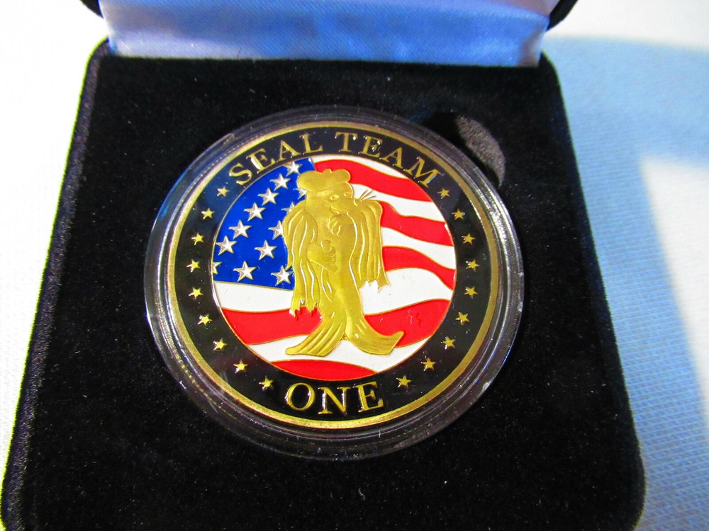 US NAVY SEAL TEAM ONE Challenge Coin w/ Presentation Box