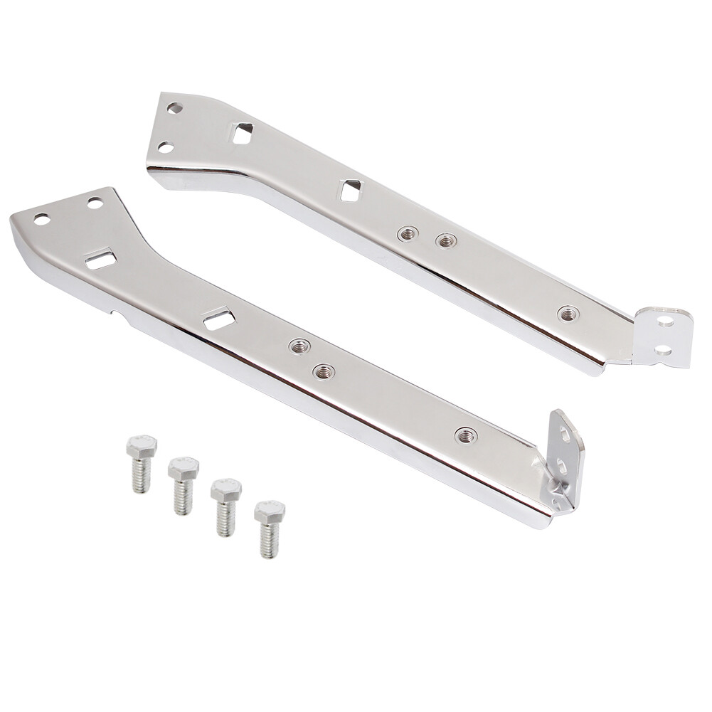 Pair Chrome Saddlebag Rail Support Brackets for Harley Touring FLT FLHT 85-08