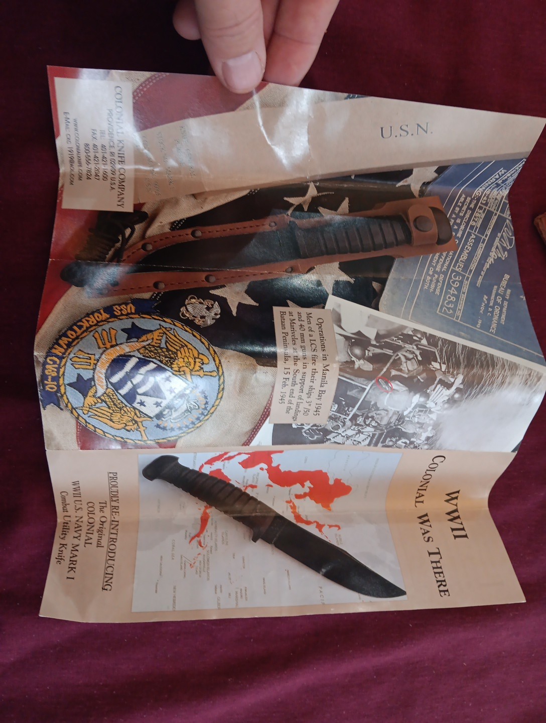 WWII US Navy USN Mark 1 Fighting Knife Colonial W/Scabbard Providence, RI Remake