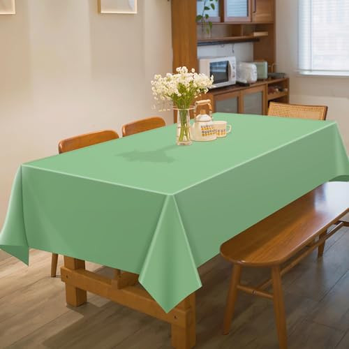 4 Pack Plastic Table Cloth Disposable - Sage Green Tablecloth for Rectangle
