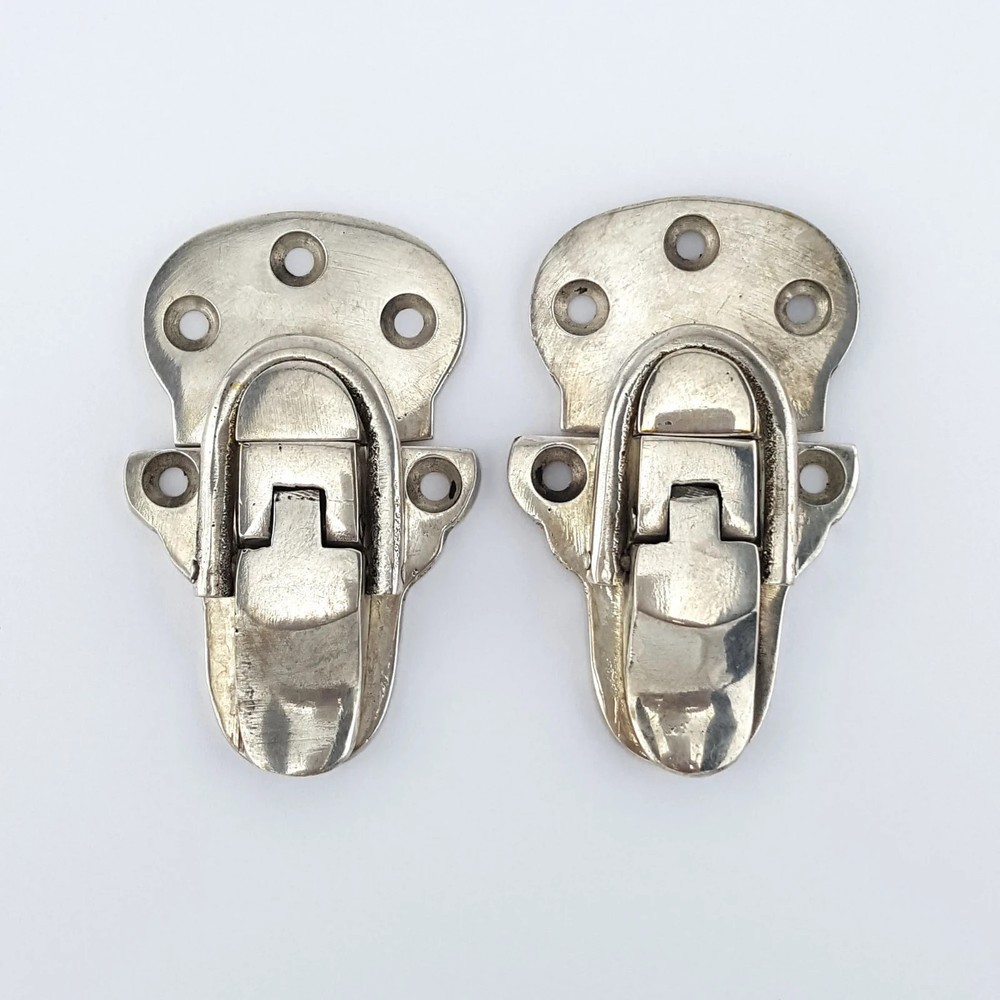 2 solid brass small 2.1/2" Trunk Catch Hasp latch for Suitcase box old Style