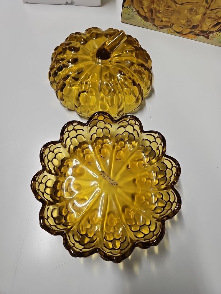 Cracker Barrel Glass Pumpkin Candy Dish