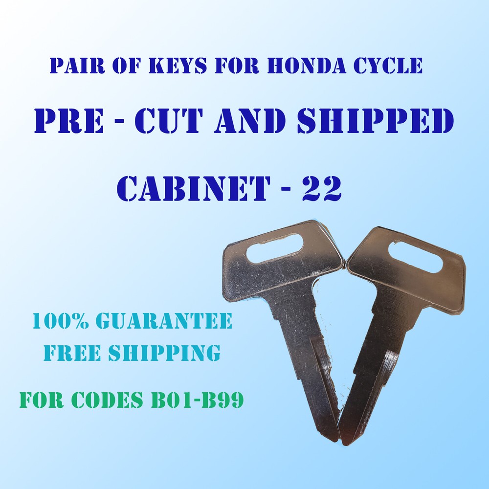 B01-B99 KEYS. 2 KEYS FOR HONDA MOTORCYCLE  COT TO YOUR CODE. key codes B01-B99