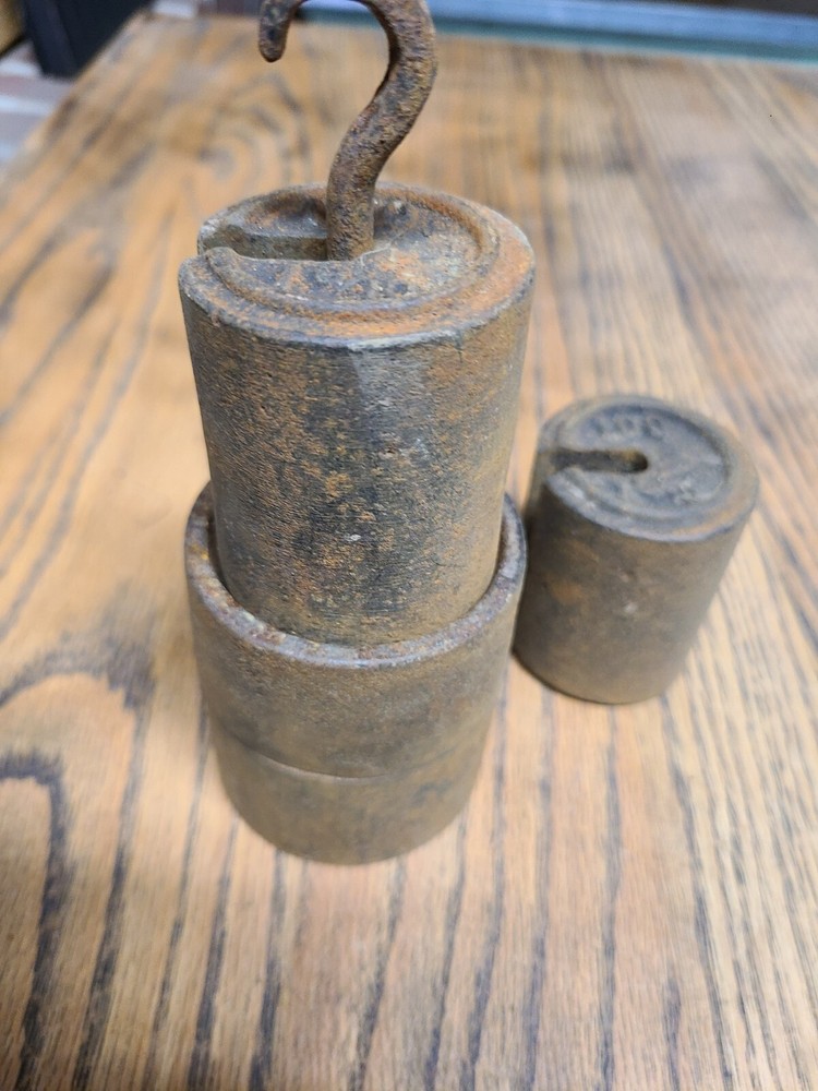 Vintage Scale Weights Cast Iron Antique