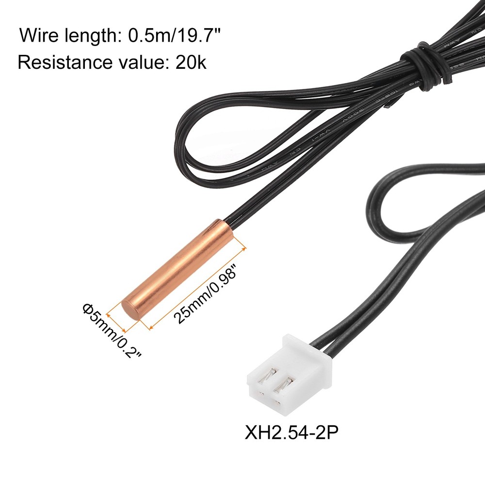 20K NTC Thermal Sensor Probe, 19.7" Cylindrical Sensitive Temp Sensor