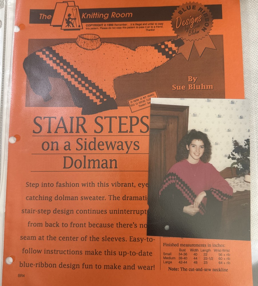 Stair Steps On A Sideways Dolman - OOP Machine Knitting Book - Sue Bluhm