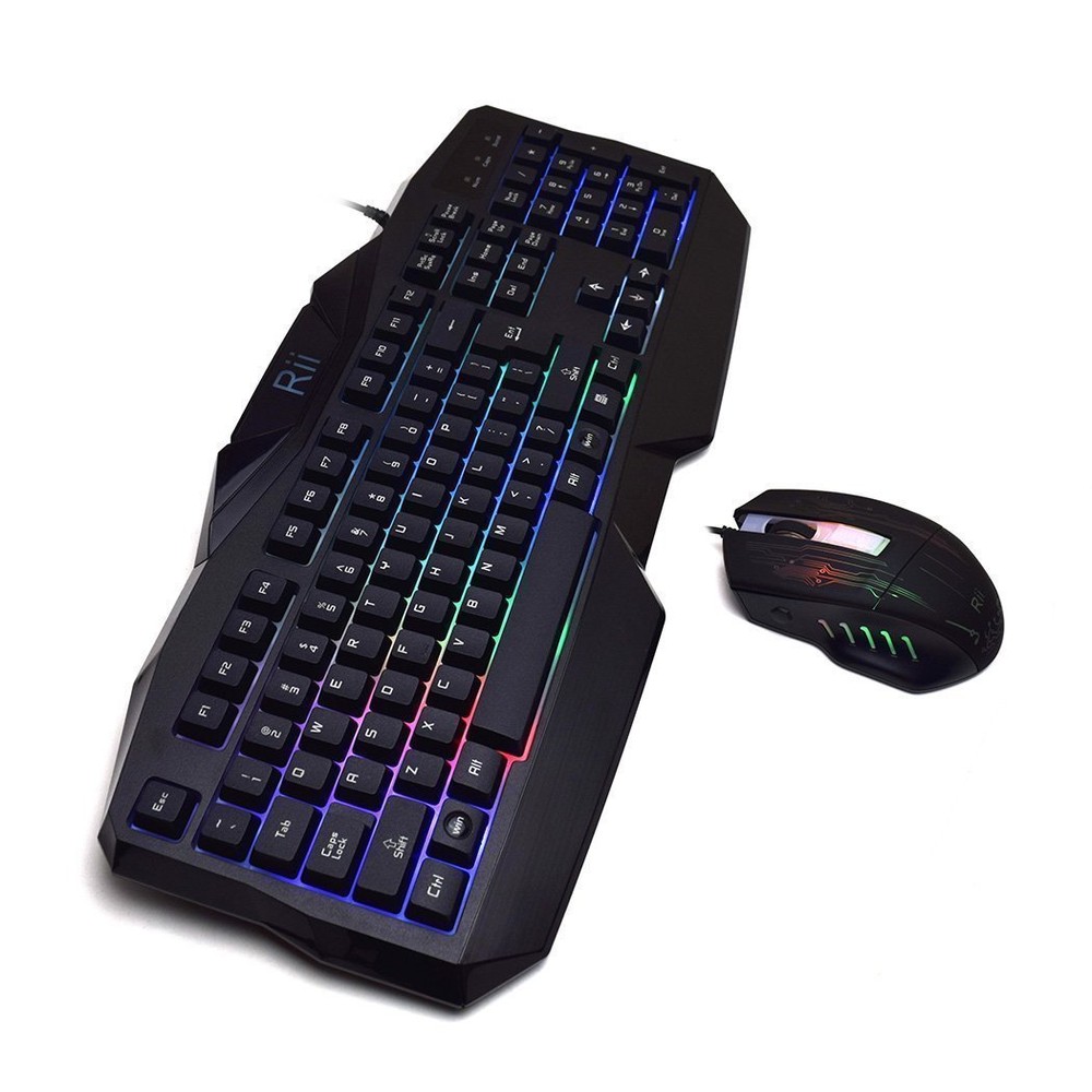 Rii RM400 Gaming Keyboard & Mouse Combo Bundle 7-Colors Backlit LED for Mac/PC