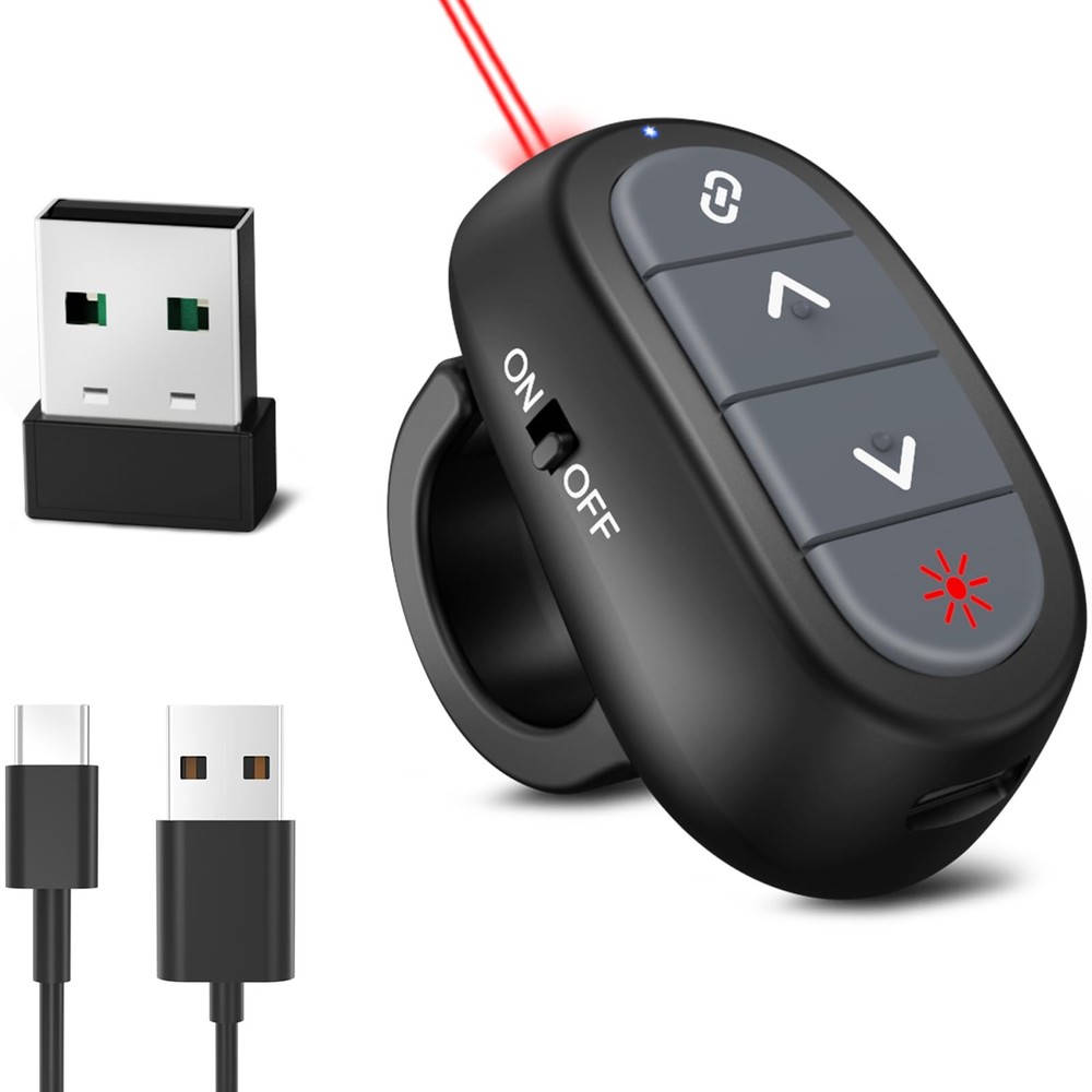 Presentation Clicker PowerPoint Wireless Presenter Remote: Laser Pointer Comp...