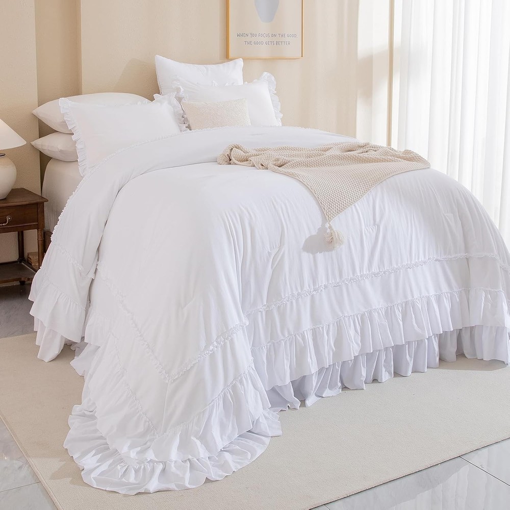 Masaca White Oversized King Comforter Set 120X120,