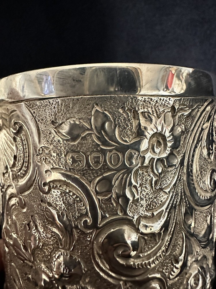 Victorian silver christening mug