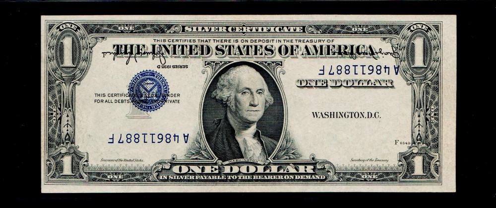 1935-D $1 Silver Certificate Inverted Overprint Error Uncirculated