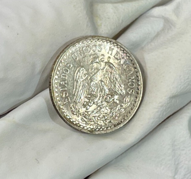 1934 Mexico 10 Centavos Silver Coin Excellent Condition High Value