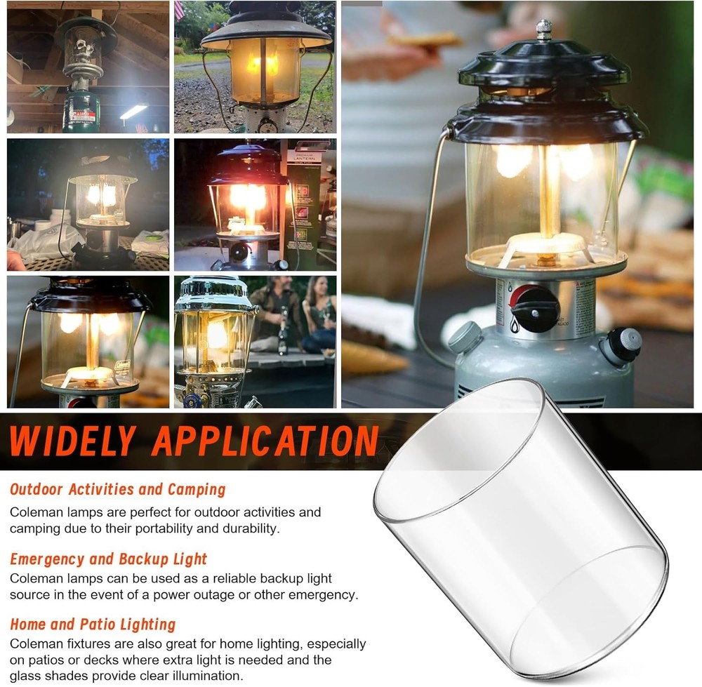 Glass Globe for Fueled Lanterns Replacement Coleman Lantern Large, clear