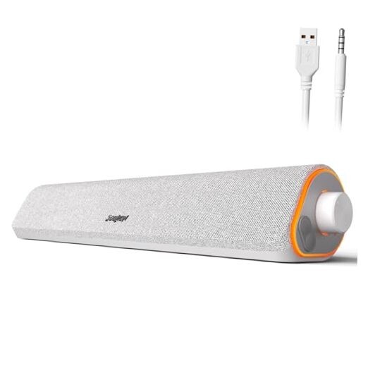 R50 Bluetooth Computer Speakers, USB Powered Pc Speakers for Desktop White