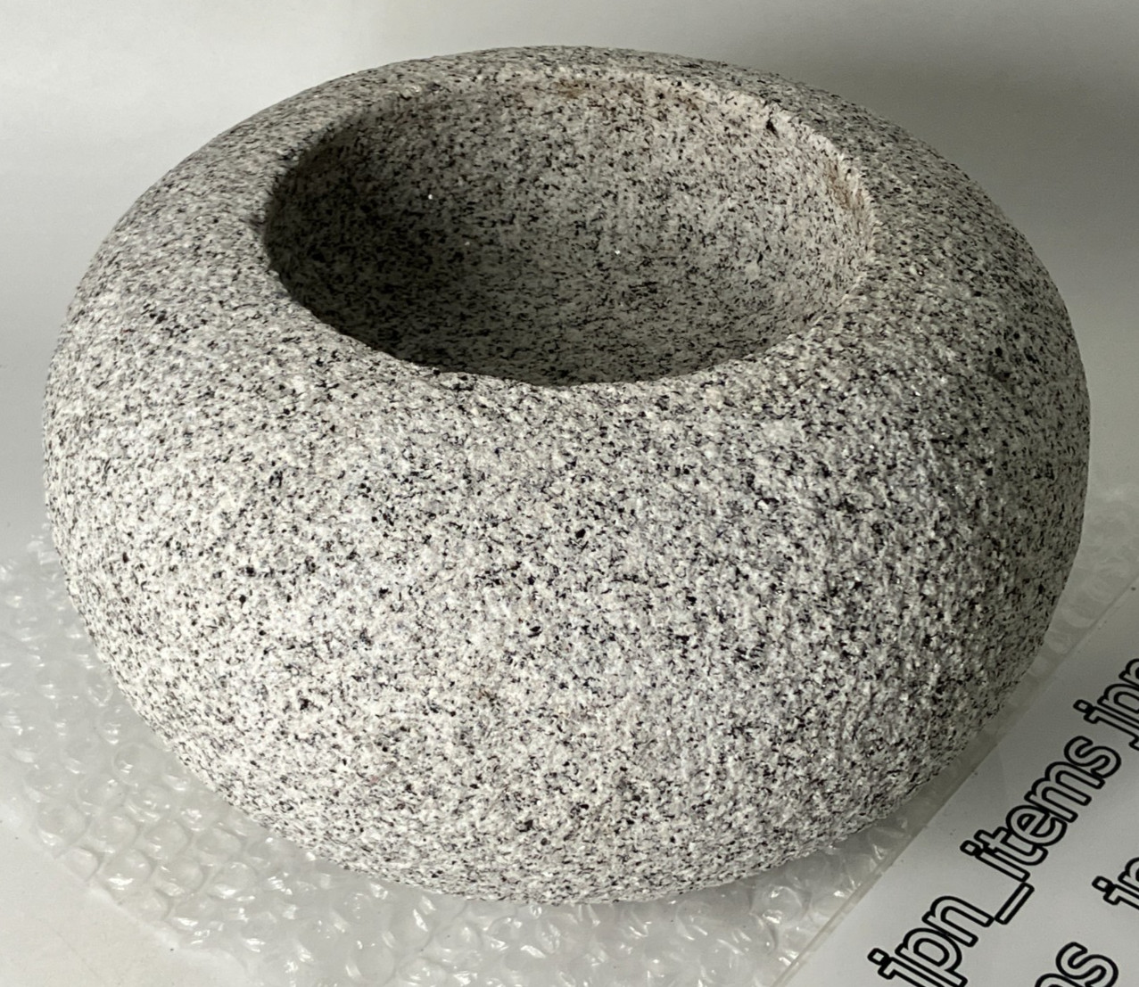 Small Granite Stone Water Bowl 8.6 in Chozubachi Japanese Garden Ornament Statue